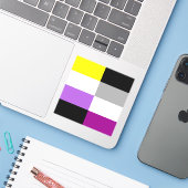 Nonbinary Asexual Dual Pride Flag Laptop Sticker (Laptop met iPhone)