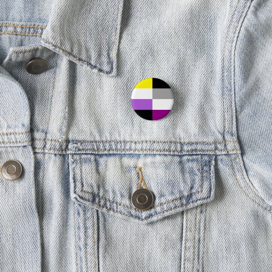 Nonbinary Asexual Dual Pride Flag Ronde Button 3,2 Cm (In situ)