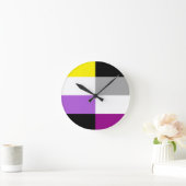 Nonbinary Asexual Dual Pride Flag Ronde Klok (Huis)