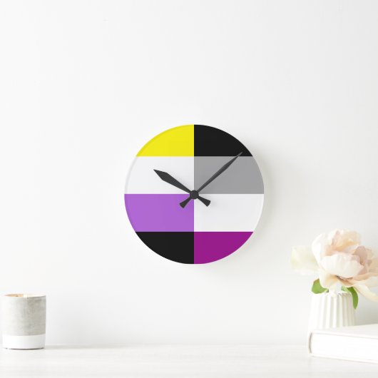 Nonbinary Asexual Dual Pride Flag Ronde Klok (Huis)