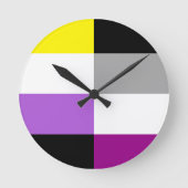 Nonbinary Asexual Dual Pride Flag Ronde Klok (Voorkant)