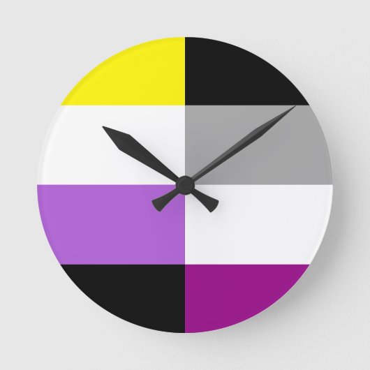 Nonbinary Asexual Dual Pride Flag Ronde Klok (Voorkant)
