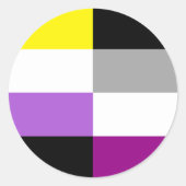 Nonbinary Asexual Dual Pride Flag Ronde Sticker (Voorkant)