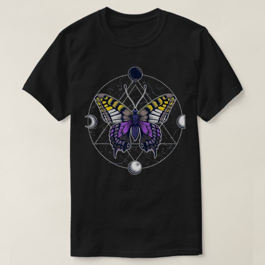 Nonbinary Butterfly Enby Pride Flag LGBT Subtle TR T-shirt (Design voorkant)