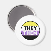 Nonbinary Button pronouns - zij Magneet (Voorkant / Achterkant)