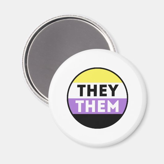 Nonbinary Button pronouns - zij Magneet (Voorkant / Achterkant)