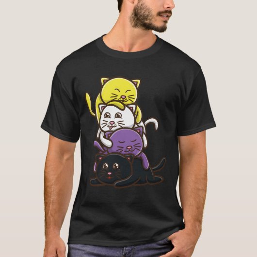 Nonbinary Cat Nonbinary Pride T-shirt (Voorkant)