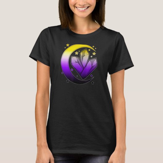 Nonbinary Celestial Spiritueel Enby Pride Moon Boh T-shirt (Voorkant)
