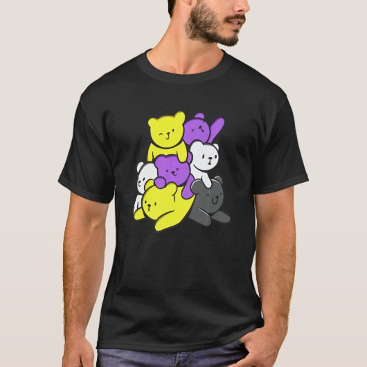 Nonbinary Cute Bears Nonbinary Flag Nonbinary Prid T-shirt (Voorkant)