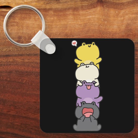 Nonbinary de Kikkers van de Vlag subtiel Enby Prid Sleutelhanger (Voorkant)