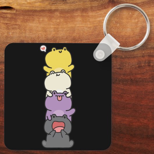 Nonbinary de Kikkers van de Vlag subtiel Enby Prid Sleutelhanger (Achterkant)