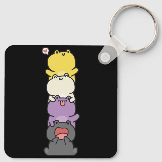 Nonbinary de Kikkers van de Vlag subtiel Enby Prid Sleutelhanger (Achterkant)