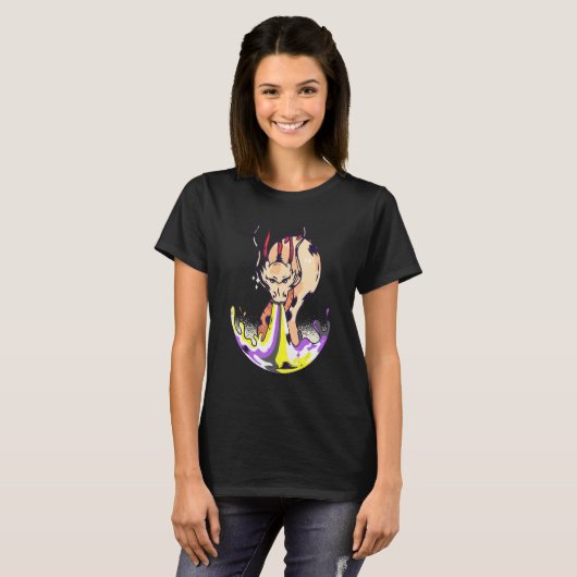 Nonbinary Dragon FIre LGBTQ Nonbinary Flag Nonbina T-shirt (Voorkant volledig)