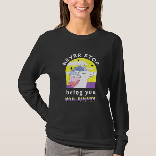 Nonbinary Eenhoorn Enby Genderqueer Niet Binair T-shirt (Voorkant)