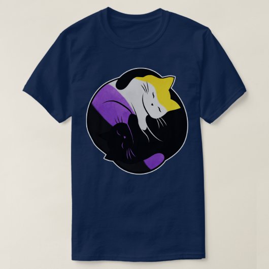 Nonbinary Eternal Yin Yang Cat T-shirt (Design voorkant)