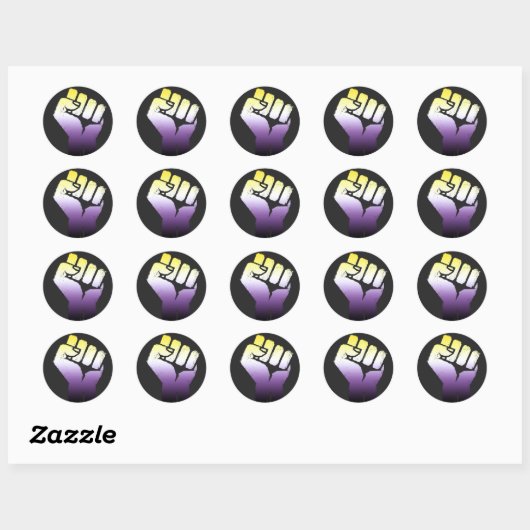 Nonbinary Fist Ronde Sticker (Vel)