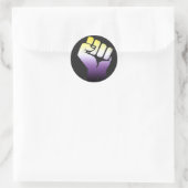 Nonbinary Fist Ronde Sticker (Tas)