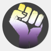 Nonbinary Fist Ronde Sticker (Voorkant)