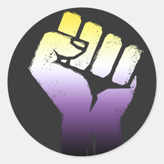 Nonbinary Fist Ronde Sticker (Voorkant)