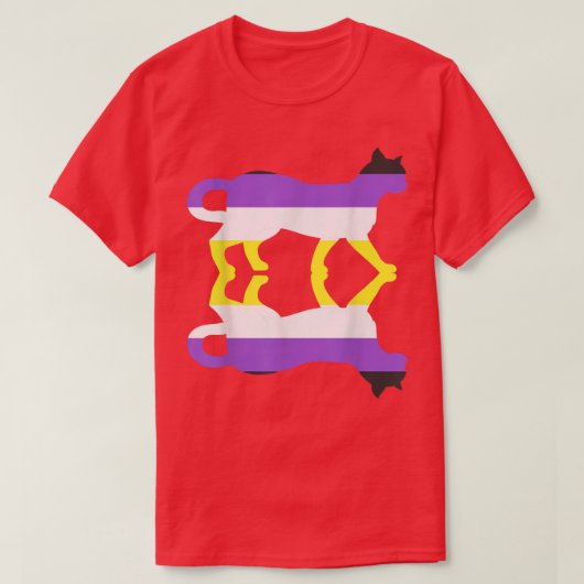 Nonbinary Flag Animal Cat Third Gender LGBT Non Bi T-shirt (Design voorkant)