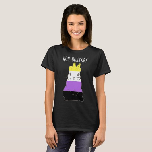 Nonbinary Flag Bunny Nonbinary Pride LGBTQ Geslach T-shirt (Voorkant volledig)