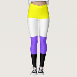 Nonbinary Flag Geel Wit Paarse Zwart Gestreept Leggings
