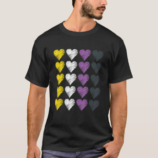 Nonbinary Flag harten klinken lugbtq Geen geslacht T-shirt