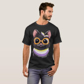 Nonbinary Flag Kleuren een Leuke Kat voor Enby Gem T-shirt (Voorkant volledig)