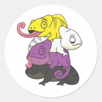 Nonbinary Flag Pride Lgbetq Cute Chameleon Pile Cl Ronde Sticker