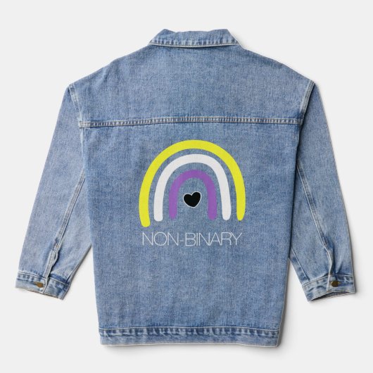 Nonbinary Flag Rainbow Enby Genderqueer Non Binary Denim Jacket (Achterkant)