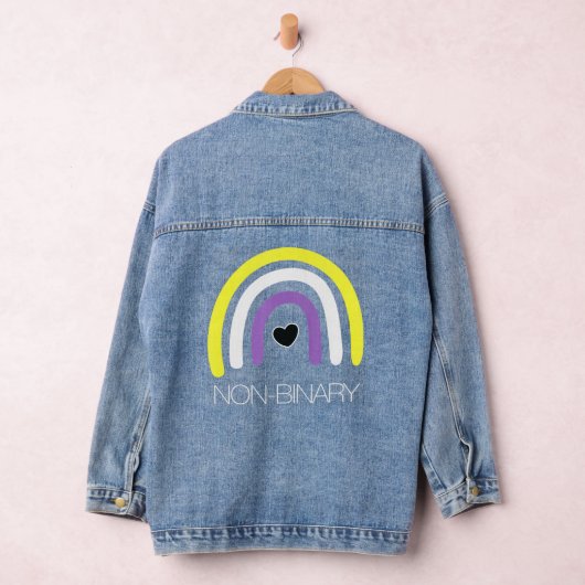 Nonbinary Flag Rainbow Enby Genderqueer Non Binary Denim Jacket (Hangar)