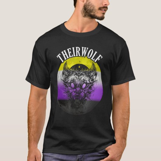 Nonbinary Flag Theirwolf Nonbinary Pride LGBTQ Gen T-shirt (Voorkant)