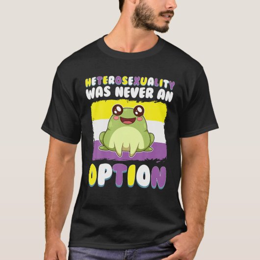 Nonbinary Frog LGBT Frog Meme Non Binary Pride Fla T-shirt (Voorkant)