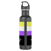Nonbinary Gender Flag LGBT Name Pronouns zij Waterfles (Achterkant)