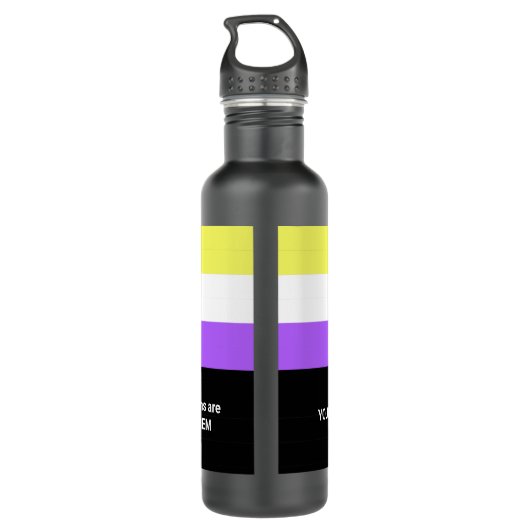 Nonbinary Gender Flag LGBT Name Pronouns zij Waterfles (Achterkant)