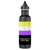 Nonbinary Gender Flag LGBT Name Pronouns zij Waterfles (Rechts)