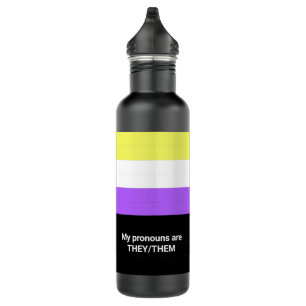 Nonbinary Gender Flag LGBT Name Pronouns zij Waterfles