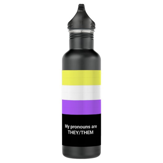 Nonbinary Gender Flag LGBT Name Pronouns zij Waterfles (Rechts)