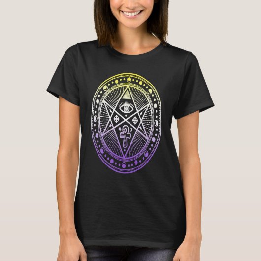 Nonbinary Gothic LGBTQ occult Witchcraft LGBT NB E T-shirt (Voorkant)