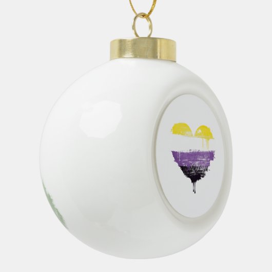 NONBINARY HART KERAMISCHE BAL ORNAMENT (Links)