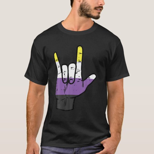 Nonbinary I hou van je hand Taal Enby NB Pr T-shirt (Voorkant)