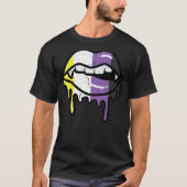 Nonbinary Lip Bite Drip Non Binary Enby Pride LGBT T-shirt (Voorkant)