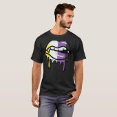 Nonbinary Lip Bite Drip Non Binary Enby Pride LGBT T-shirt (Voorkant volledig)