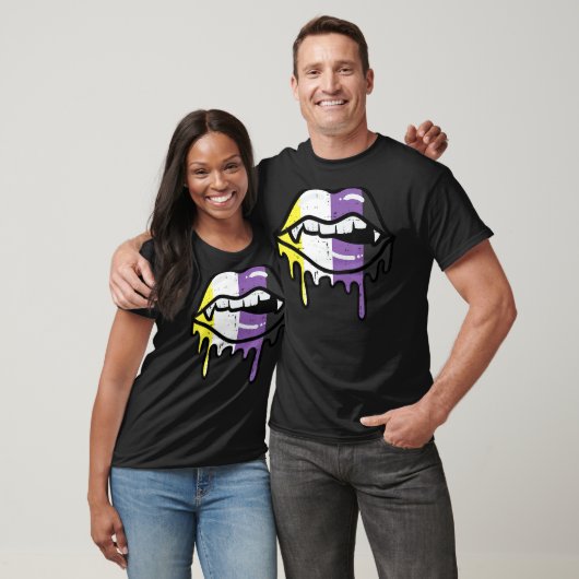 Nonbinary Lip Bite Drip Non Binary Enby Pride LGBT T-shirt (Unisex)