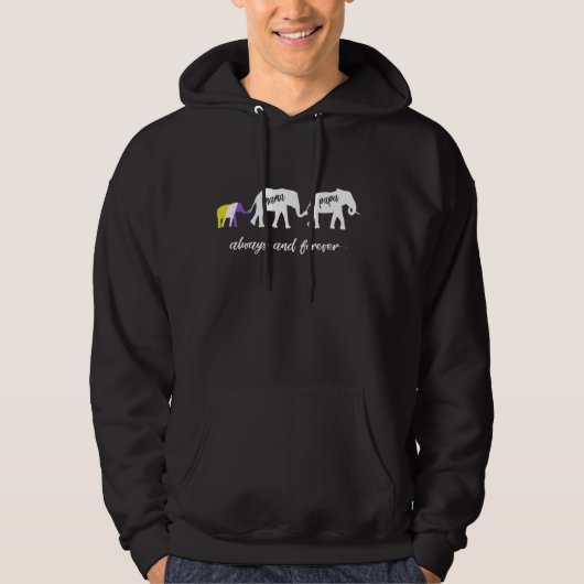 Nonbinary Mama Elephant - Moeder van Nonbinary Kin Hoodie (Voorkant)