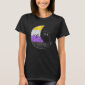 Nonbinary moon Space Cat LGB Pride met NB non Bin T-shirt (Voorkant)