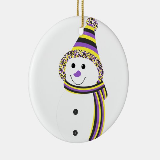 Nonbinary NB Pride Snowman Snowperson Keramisch Ornament (Rechts)