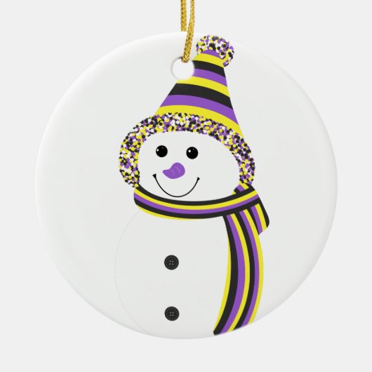 Nonbinary NB Pride Snowman Snowperson Keramisch Ornament (Voorkant)