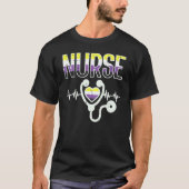 Nonbinary Nurse Heart Stethoscoop Enby P T-shirt (Voorkant)