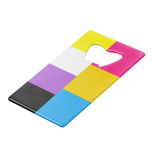Nonbinary Pansexual Dual Pride Flag Creditkaart Flessenopener (Voorkant Gekanteld)